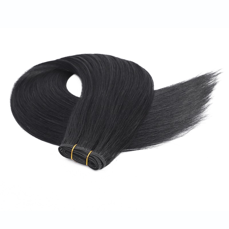 Natural Color (#1B)-Classic Weft Hair Extensions