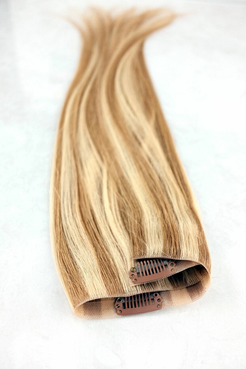 PU Skin Weft Clip ins Hair Extensions-Piano color