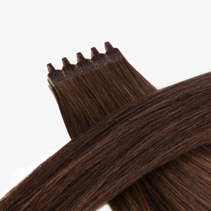 Chocolate Brown(#4)-Flat-Ring Hair Extensions